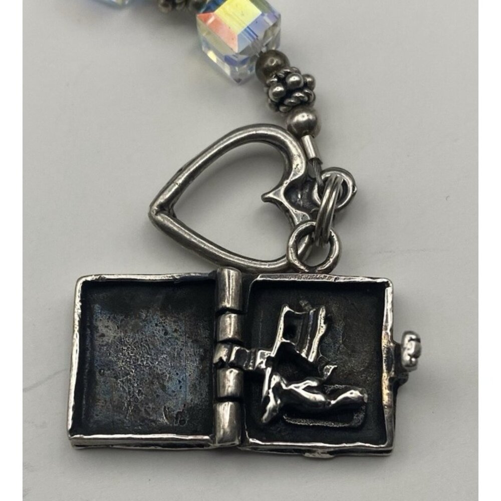 AB Crystal Cube Bracelet Bible Locket Charm Opens Mary Baby Jesus 925 Silver 7.5 - Picture 7 of 11